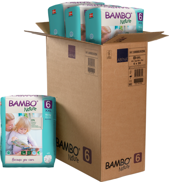 Bambo Nature Windeln, Gr. 6 / 16+ kg, 20 Stück/Packung, 6 Packungen (120 Stück)/Karton