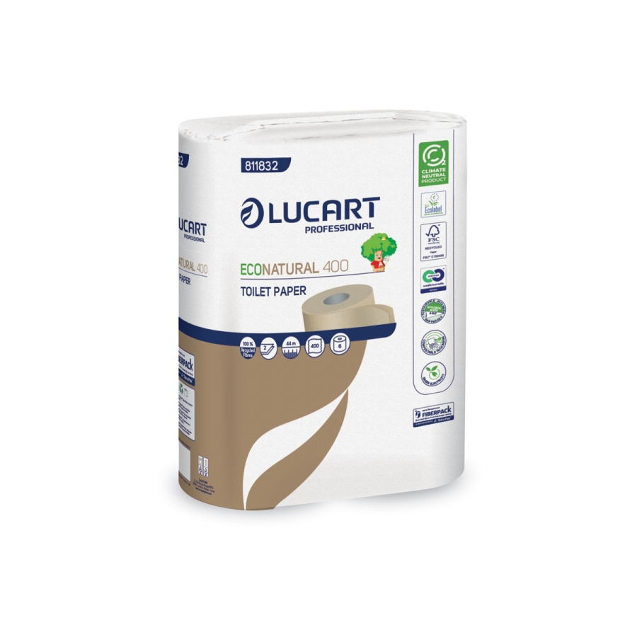 Lucart Prof. EcoNatural 400, Toilettenpapier, 2-lagig, recycling, 400 Blatt, natur, 30 Rollen/Sack
