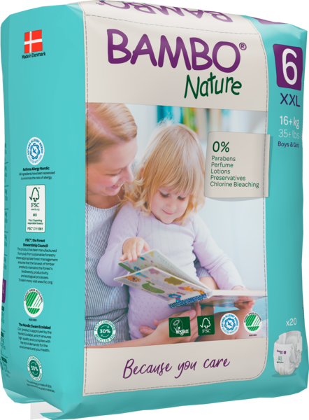 Bambo Nature Windeln, Gr. 6 / 16+ kg, 20 Stück/Packung, 6 Packungen (120 Stück)/Karton