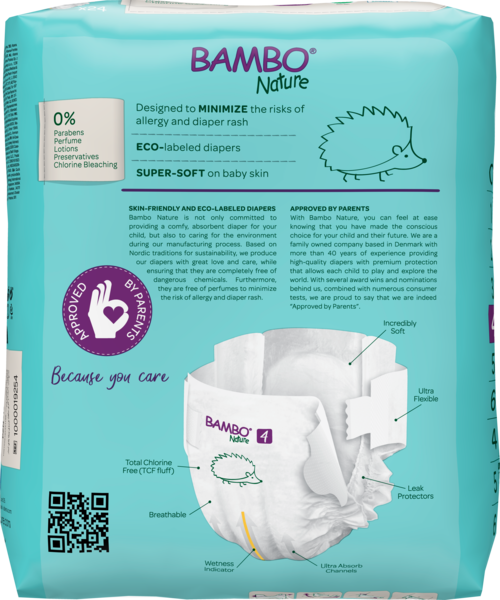 Bambo Nature Windeln, Gr. 4 / 7-14 kg, 24 Stück/Packung, 6 Packungen (144 Stück)/Karton